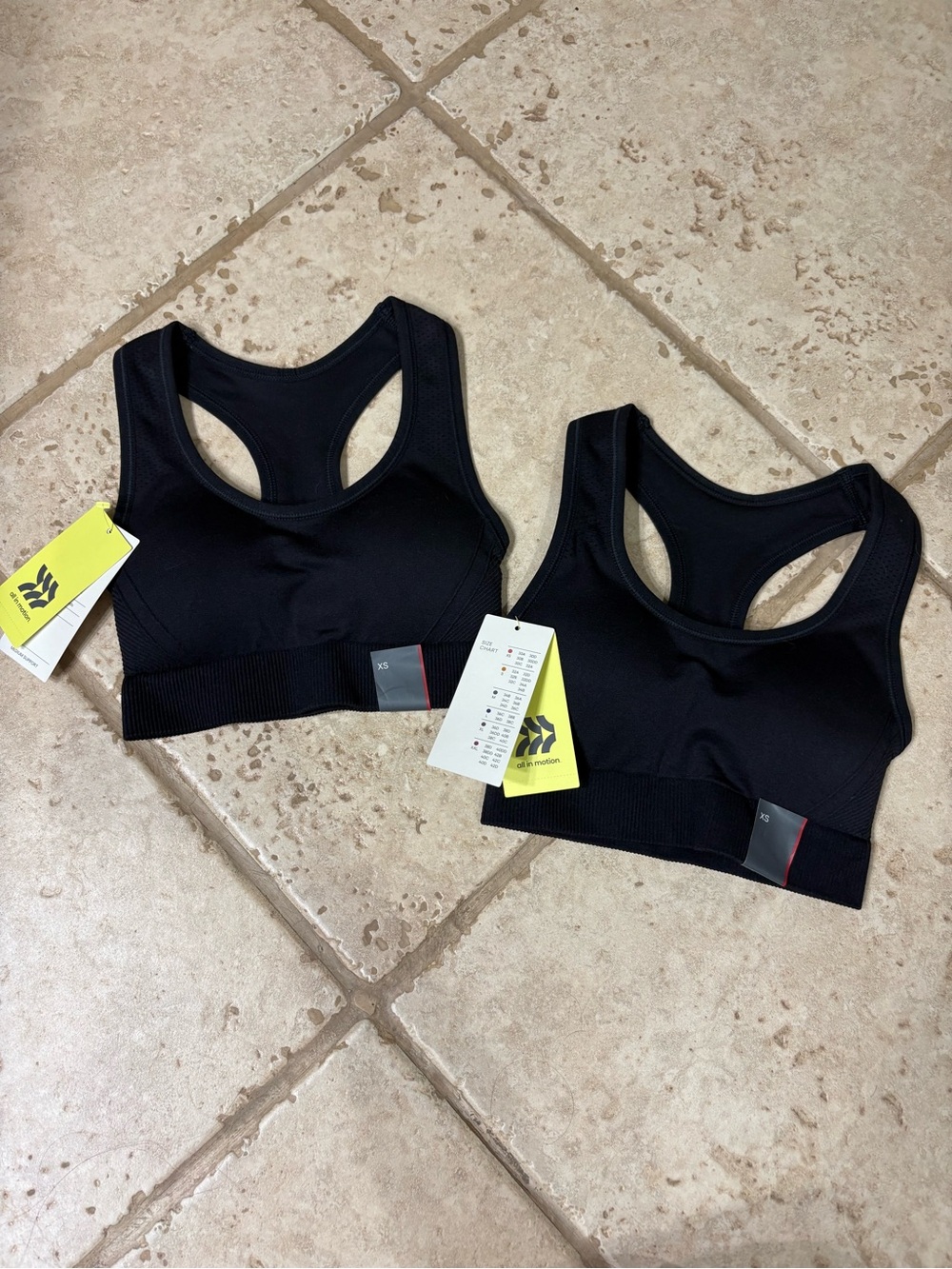 All in Motion NWT Women’s Black Racerback Sports Bra Bundle of 2 size XS